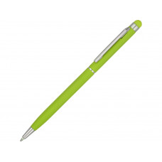 Ручка-стилус шариковая "Jucy Soft" с покрытием soft touch, зеленое яблоко с нанесением логотипа компании