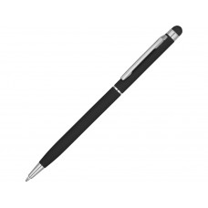 Ручка-стилус шариковая "Jucy Soft" с покрытием soft touch, черный с нанесением логотипа компании