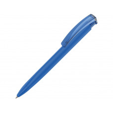 Ручка шариковая трехгранная UMA «TRINITY K transparent GUM», soft-touch, синий с нанесением логотипа компании