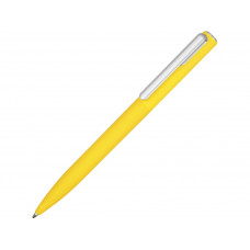 Ручка шариковая пластиковая "Bon" с покрытием soft touch, желтый с нанесением логотипа компании