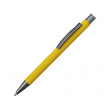 Ручка металлическая soft touch шариковая «Tender», желтый/серый с нанесением логотипа компании