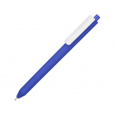 Ручка шариковая Pigra модель P03 PRM «софт-тач», синий/белый с нанесением логотипа компании
