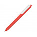 Ручка шариковая Pigra модель P03 PRM «софт-тач», красный/белый с нанесением логотипа компании
