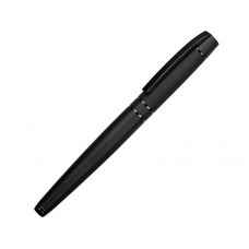 Ручка металлическая роллер Uma «VIP R GUM» soft-touch с зеркальной гравировкой, черный с нанесением логотипа компании