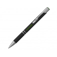 Ручка металлическая шариковая "Legend Mirror Gum" софт-тач с цветным слоем, черный / зеленый