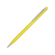Ручка-стилус шариковая "Jucy Soft" с покрытием soft touch, желтый с нанесением логотипа компании
