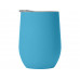 Термокружка Sense Gum soft-touch, 370мл, голубой с нанесением логотипа компании
