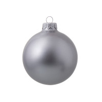 Стеклянный елочный шар "Christmas bauble", серебро, металлик, с серебристым колпачком в черной коробке