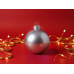 Стеклянный елочный шар "Christmas bauble", серебро, металлик, с серебристым колпачком в черной коробке с нанесением логотипа компании