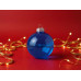 Стеклянный елочный шар "Christmas bauble", синий прозрачный, с серебристым колпачком в черной коробке с нанесением логотипа компании