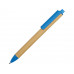 Ручка картонная пластиковая шариковая «Эко 2.0», бежевый/голубой с нанесением логотипа компании