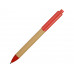 Ручка картонная пластиковая шариковая «Эко 2.0», бежевый/красный с нанесением логотипа компании
