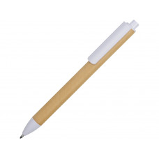 Ручка картонная пластиковая шариковая «Эко 2.0», бежевый/белый с нанесением логотипа компании