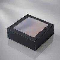 Коробка подарочная с окном "Панорама" размер L, 26х26х9 см., черный Коробка подарочная с окном "Панорама" размер L, 26х26х9 см., черный