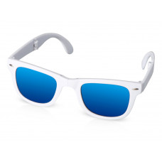 Складные очки с зеркальными линзами "Ibiza", белый с нанесением логотипа компании