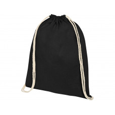 Рюкзак со шнурком Tenes из хлопка плотностью 140 г/м2, черный с нанесением логотипа компании