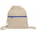 Рюкзак-мешок хлопковый Lark с цветной молнией, натуральный/синий с нанесением логотипа компании