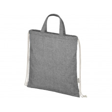 Pheebs 150 г/м² Aware™ рюкзак со шнурком из переработанных материалов - Черный с нанесением логотипа компании