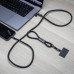 Шнурок-держатель для телефона с зарядным кабелем USB-C на USB-C/Lightning «Lany Eco Charge», серый с нанесением логотипа компании