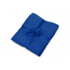 Плед флисовый Natty из переработанного пластика, синий с нанесением логотипа компании