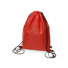 Рюкзак-мешок Reviver из нетканого переработанного материала RPET, красный с нанесением логотипа компании