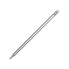 Шестигранный карандаш с ластиком "Presto", серебряный с нанесением логотипа компании