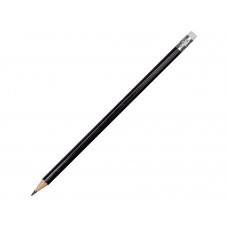 Шестигранный карандаш с ластиком "Presto", черный с нанесением логотипа компании