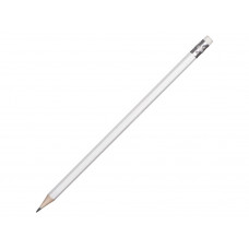Шестигранный карандаш с ластиком "Presto", белый с нанесением логотипа компании