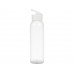Бутылка для воды "Plain" 630 мл, прозрачный/белый с нанесением логотипа компании