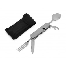 Приборы Camper 4 в 1 в чехле: вилка, ложка, нож, открывалка с нанесением логотипа компании