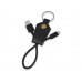 Кабель-брелок USB-MicroUSB «Pelle», черный с нанесением логотипа компании