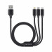 Дата-кабель 3 в 1: micro USB, USB-C, Ligthning, алюминий, 1.2м, черный, Deppa с нанесением логотипа компании