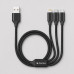 Дата-кабель 3 в 1: micro USB, USB-C, Ligthning, алюминий, 1.2м, черный, Deppa с нанесением логотипа компании
