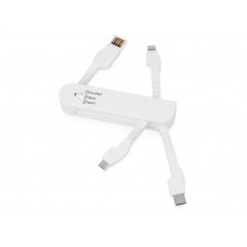 Универсальный переходник "Smarty" (Micro USB / Lightning / Type C), белый с нанесением логотипа компании