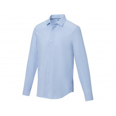 Cuprite Мужская рубашка с длинным рукавом, изготовленная из натуральных материалов, которые отвечают стандарту GOTS - Светло-синий с нанесением логотипа компании