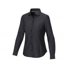 Cuprite Женская рубашка с длинным рукавом, изготовленная из натуральных материалов, которые отвечают стандарту GOTS - сплошной черный с нанесением логотипа компании