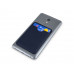 Чехол-картхолдер Favor на клеевой основе на телефон для пластиковых карт и и карт доступа, темно-синий с нанесением логотипа компании