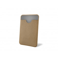 Чехол-картхолдер Favor на клеевой основе на телефон для пластиковых карт и и карт доступа, бежевый с нанесением логотипа компании
