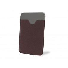 Чехол-картхолдер Favor на клеевой основе на телефон для пластиковых карт и и карт доступа, коричневый с нанесением логотипа компании