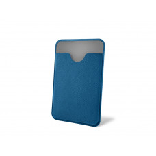 Чехол-картхолдер Favor на клеевой основе на телефон для пластиковых карт и и карт доступа, синий с нанесением логотипа компании