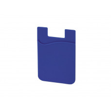 Картхолдер с креплением на телефон «Gummy», ярко-синий с нанесением логотипа компании