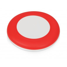 Беспроводное зарядное устройство со встроенным кабелем 2-в-1 "Disc", красный с нанесением логотипа компании