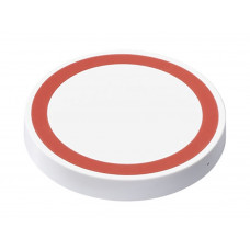 Устройство для беспроводной зарядки, белый/красный с нанесением логотипа компании