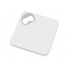 Подставка для кружки с открывалкой «Liso», черный/белый с нанесением логотипа компании