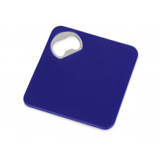 Подставка для кружки с открывалкой «Liso», черный/синий с нанесением логотипа компании