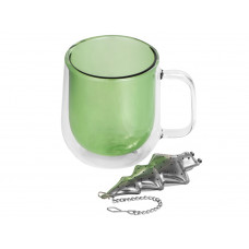 Набор "Bergamot": кружка и ситечко для чая, зеленый с нанесением логотипа компании