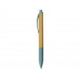 Ручка из бамбука и переработанной пшеницы шариковая "Nara", бамбук/синий с нанесением логотипа компании
