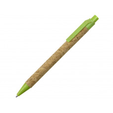 Ручка из пробки и переработанной пшеницы шариковая "Evora", пробка/зеленый с нанесением логотипа компании