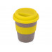 Стакан с силиконовой крышкой "Cafe", желтый с нанесением логотипа компании