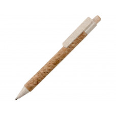 Ручка из пробки и переработанной пшеницы шариковая "Mira", пробка/бежевый с нанесением логотипа компании